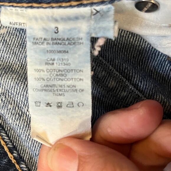 Garage Light Dark Denim Jeans Size 3 Raw Hem Unique Rare Edgy Alternative Patch - Picture 6 of 9